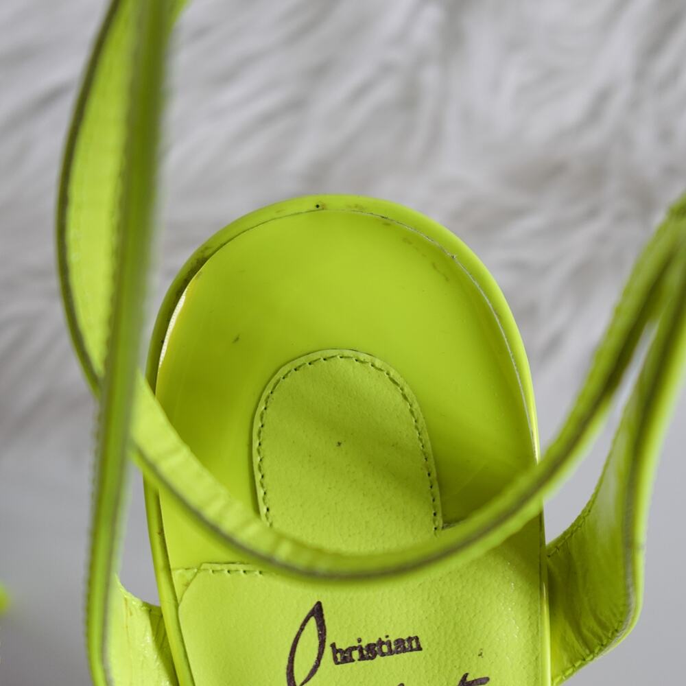 Christian Louboutin Spikaqueen 100 Crystal Neon Yellow Green Clear Pumps Size 37 - Picture 10 of 16